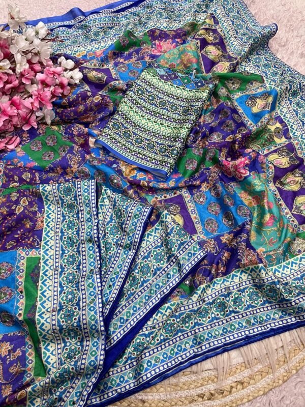 Indian Chinnon Digital Silk Sharee (Indian চিনন ডিজিটাল সিল্ক শাড়ী)