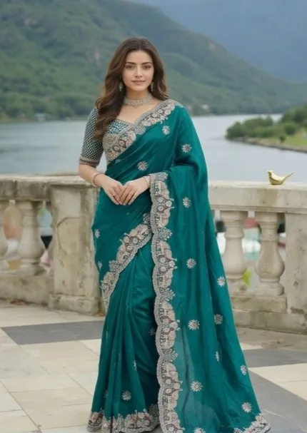 Revati_Sharee_FENDI_SATIN_03 Indian Fendi Satin Sharee (ইন্ডিয়ান ফেন্ডি স্যাটিন শাড়ী)